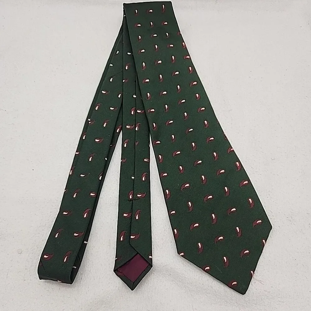 Tie Polo By Ralph Lauren Mens Green Paisley Pattern Woven Classic Necktie 57